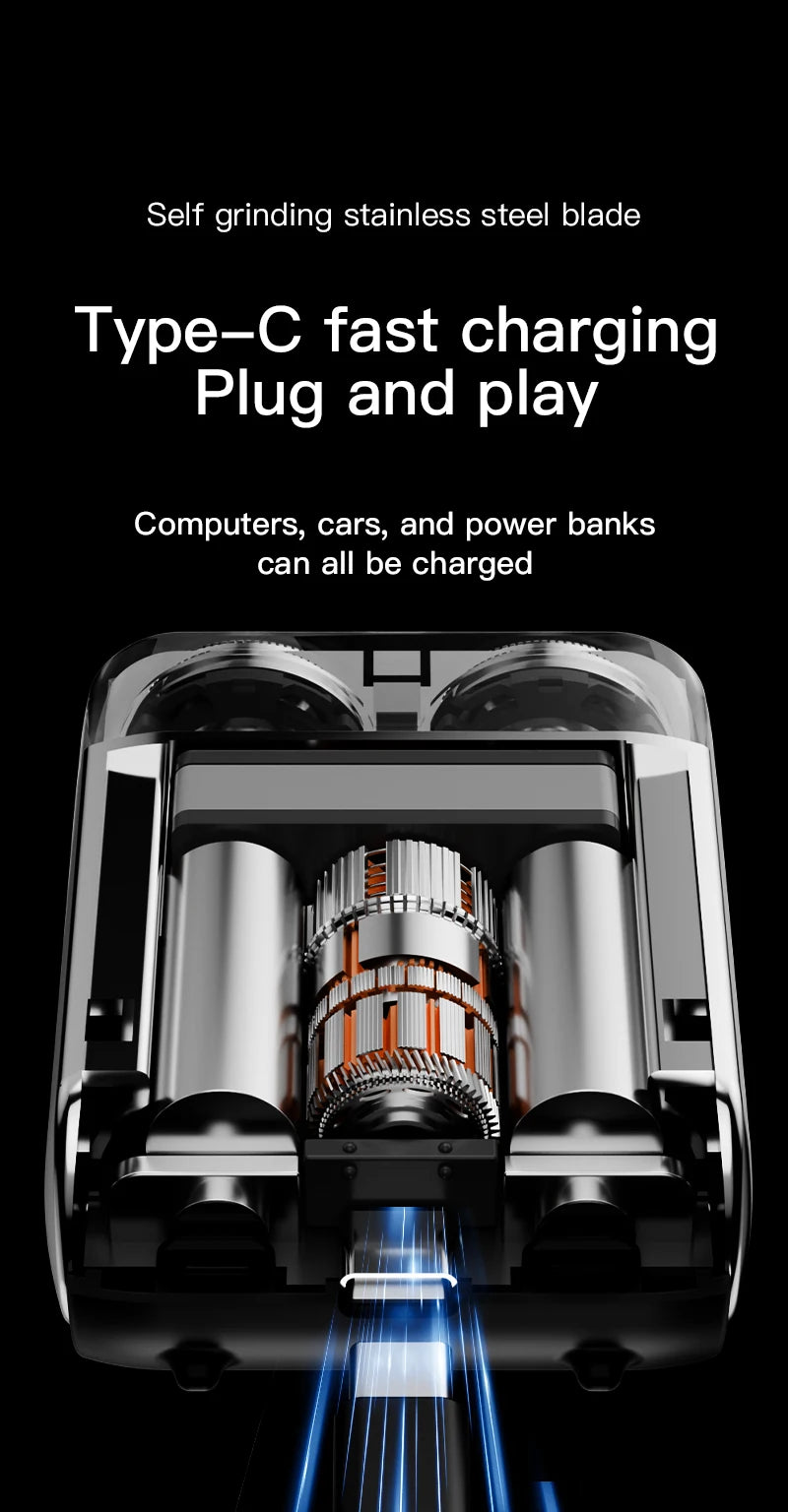 Mini Electric Smart Shaver Dual Blade Household Car Shaver Digital Display Rechargeable Shaver Powerful Beard Trimmer Tool