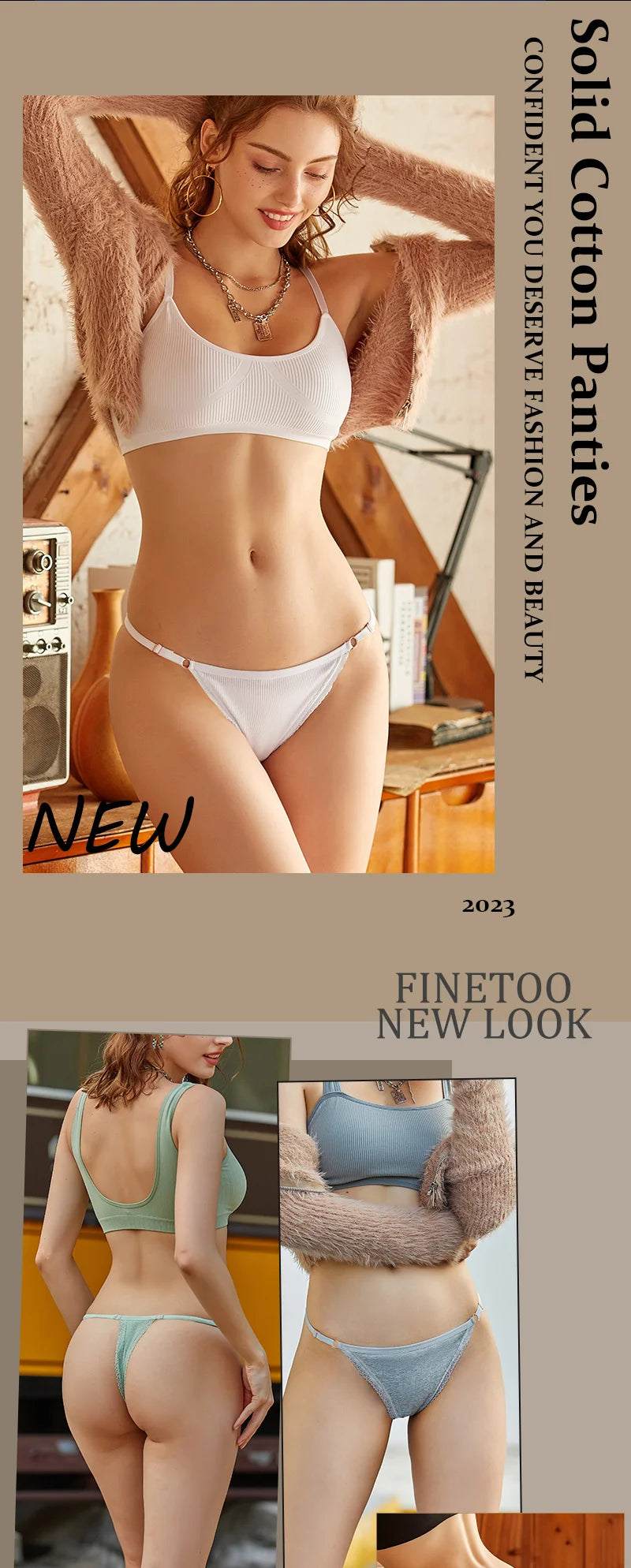 Combo of 5 Sexy Cotton Women's Underwear with Belt