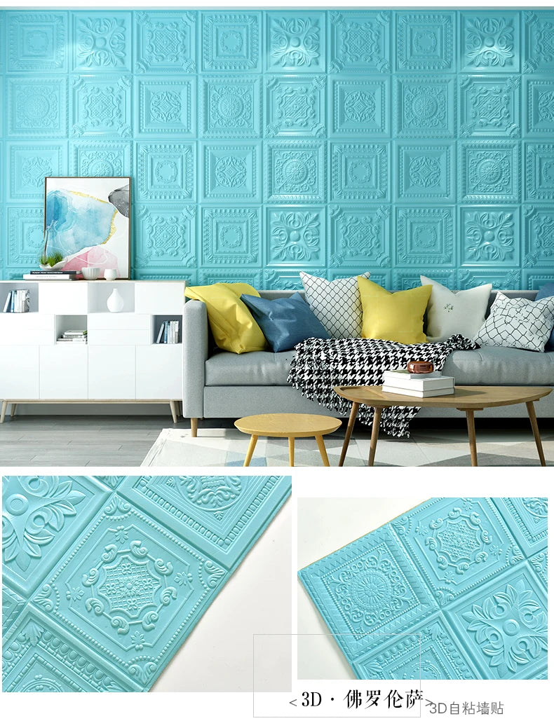 Nordic wallpaper self-adhesive 3D wall sticker bedroom living room wallpaper background wall decoration sticker
