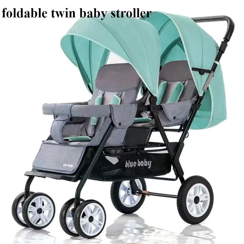 Premium Foldable Lightweight Double Stroller, Front and Back, Safe