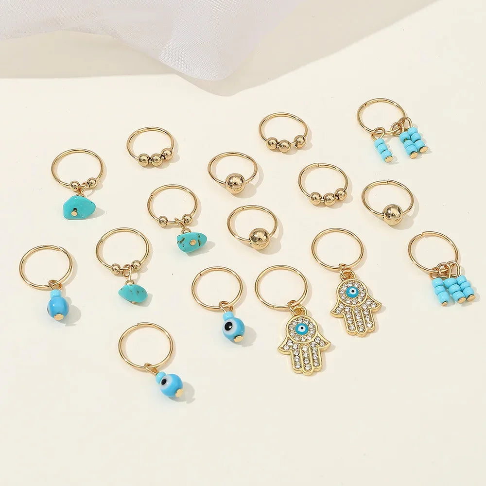 Hippie Hair Beads Green Ring: 16 Piece Styling Hair Jewelry