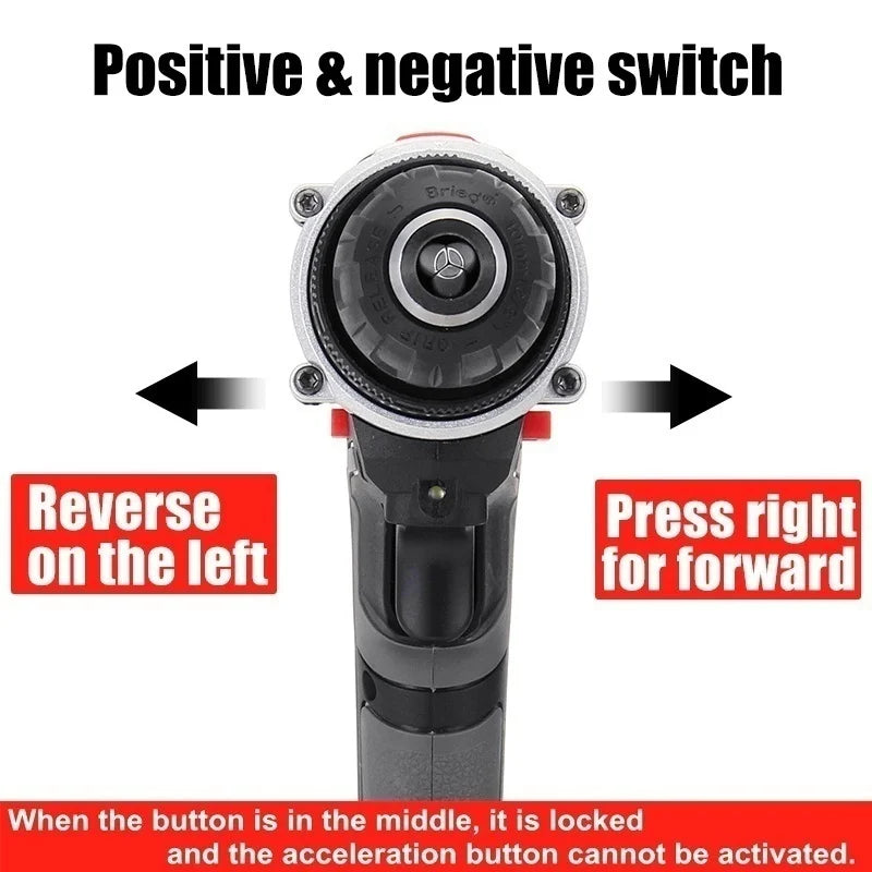 21V Cordless Drill Electric Impact Drill Rechargeable Electric Screwdriver Lithium-Ion Battery 2 Speed ​​DIY Driver Power Tools