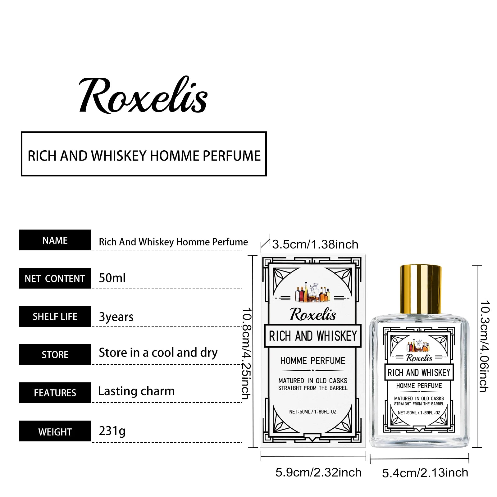 Nước Hoa Nam Roxelis Whisky Lịch Lãm Lâu Phai - Daisan Mart