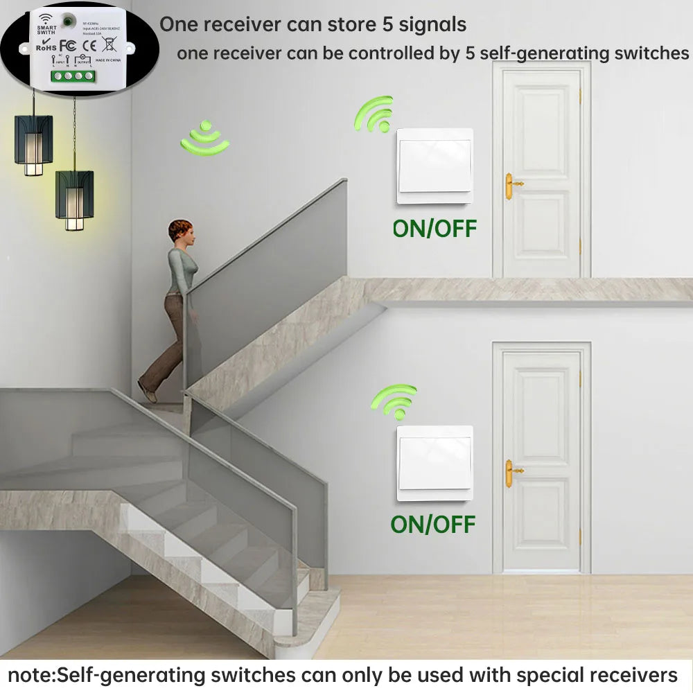 Battery Free Kinetic Wireless Switch For LED Lights