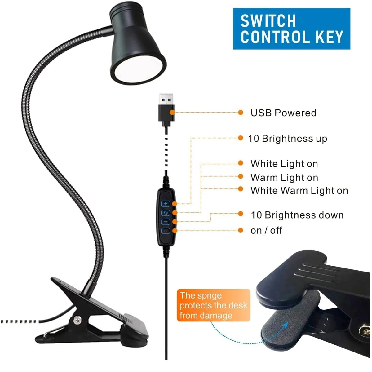 Đèn Kẹp Bàn LED Đọc Sách Điều Chỉnh Độ Sáng