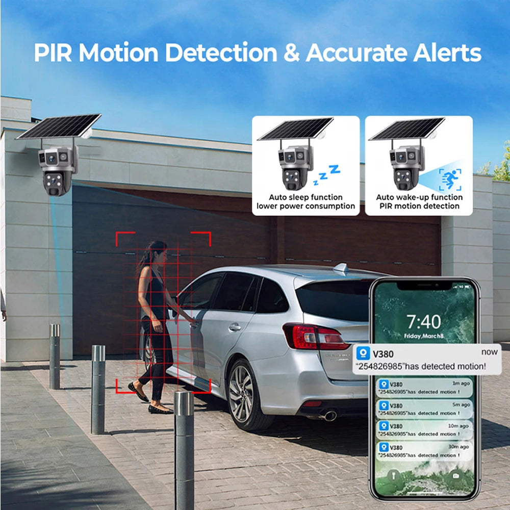 Solar PTZ Camera 12MP WiFi 10X Zoom - 3 Screens