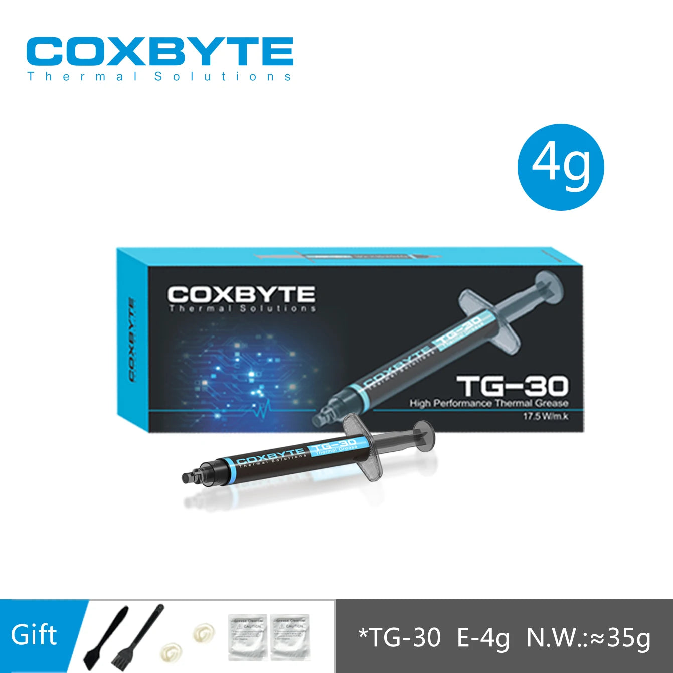 Coxbyte TG-30 Thermal Paste 17.5W-mk for AMD Intel Processor CPU Cooler Computer Cooling Fan VGA GPU Compound Heatsink Plaster