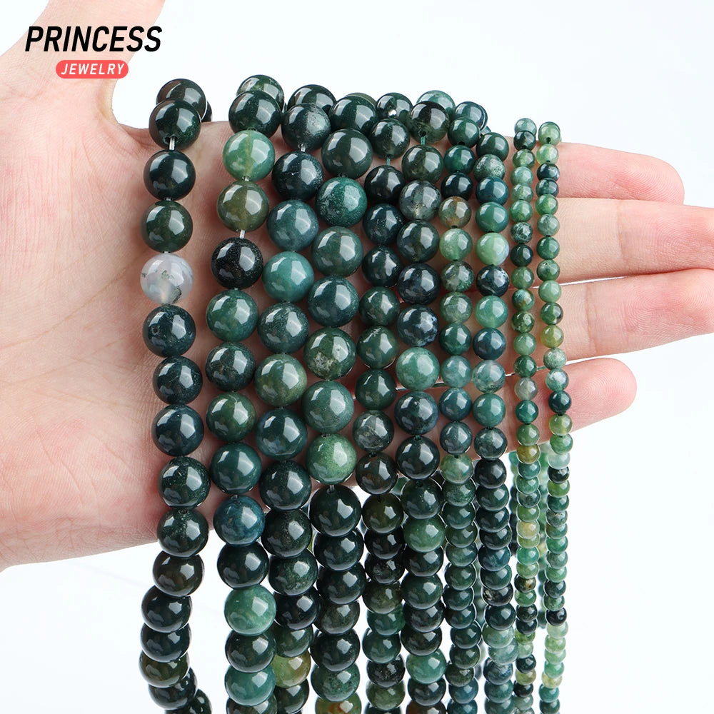 Hạt Đá Mã Não Xanh Ấn Độ Tự Nhiên Làm Trang Sức