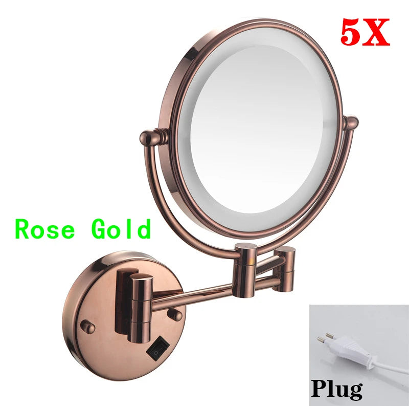 High-end Brushed Gold LED Hotel Makeup Mirror