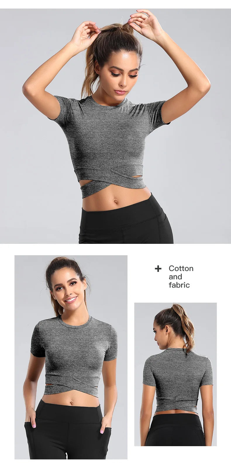 Áo Croptop Tập Gym Nữ Dài Tay Co Giãn Thoáng Mát
