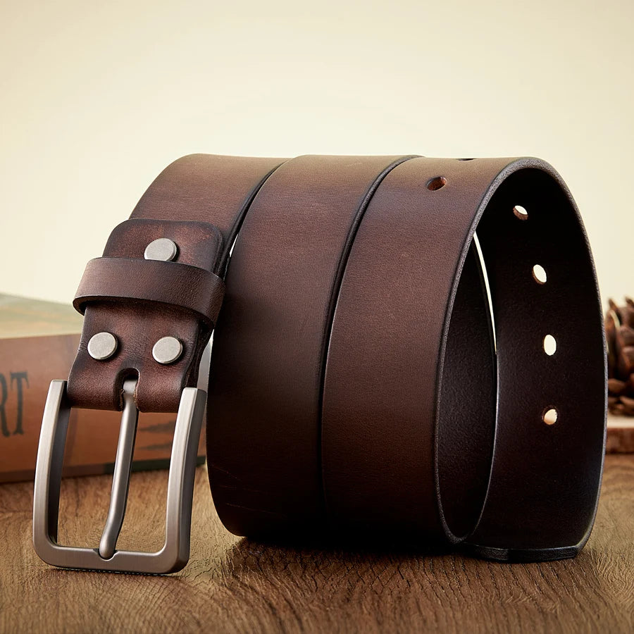 High Quality Men's Cowhide Belt 3.8CM - Jeans Style