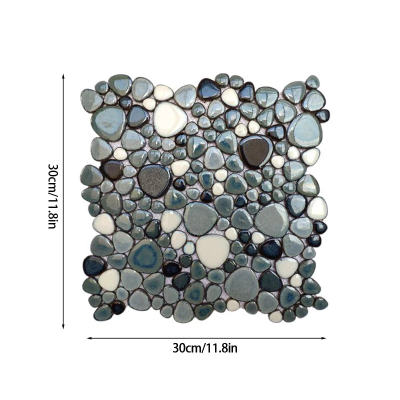 30x30cm Ceramic Pebble Mosaic Tiles Spa Pools Fish Ponds Bathrooms Anti-skid Wear-Resistant Floor Wall Decor Easy Cut Mesh Base