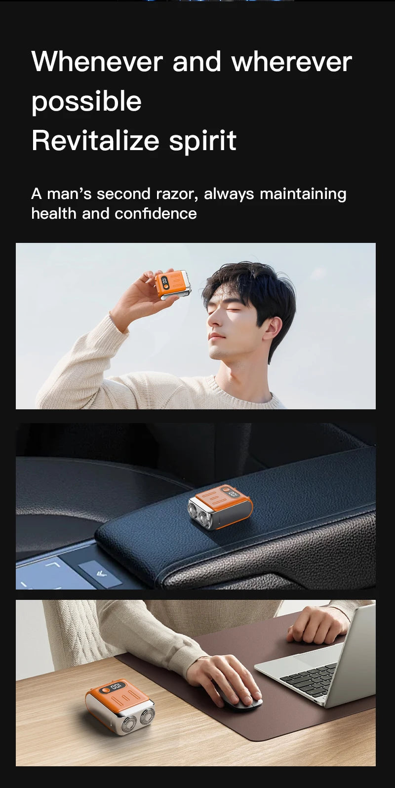 Mini Electric Smart Shaver Dual Blade Household Car Shaver Digital Display Rechargeable Shaver Powerful Beard Trimmer Tool