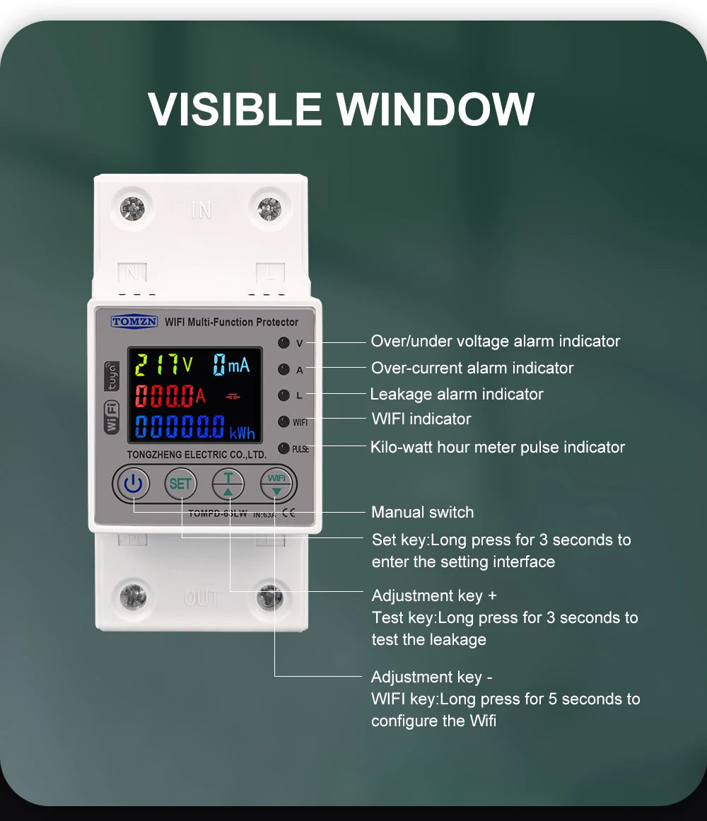 TOMZN 63A Smart Switch Measurement &amp; Protection
