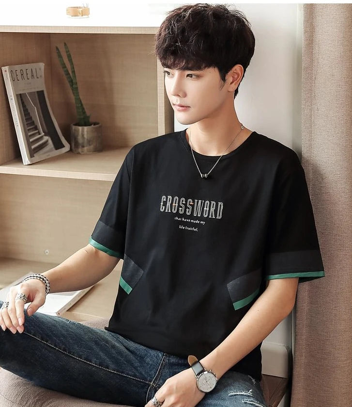 Men's Quick Dry Vintage Letter Korean Style T-Shirt