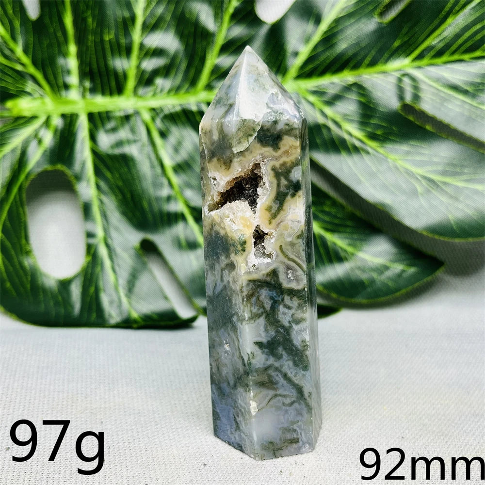 Natural Moss Agate Tower - Super Energy