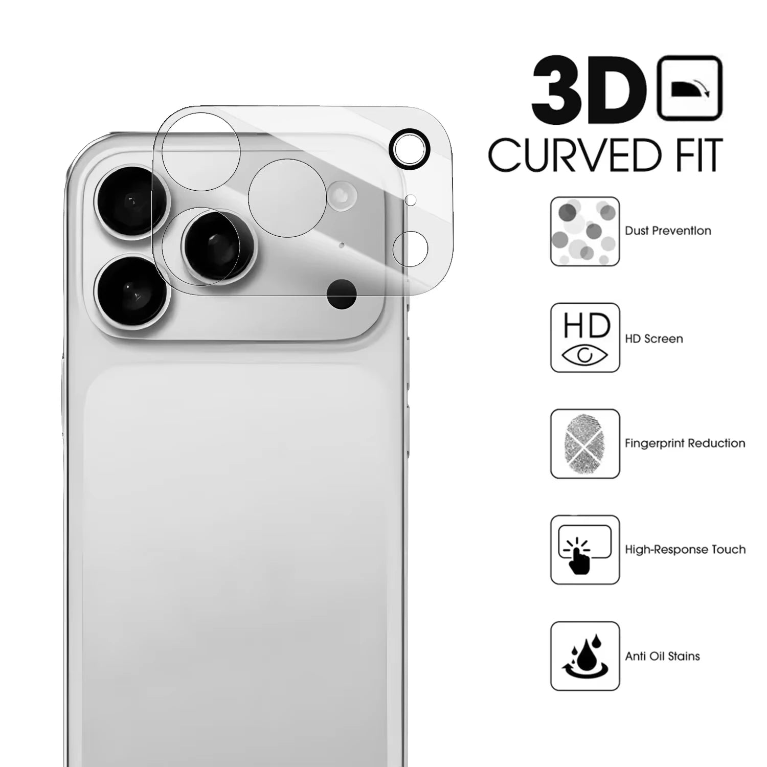 3-Piece Tempered Glass Camera Protector for iPhone 11-17