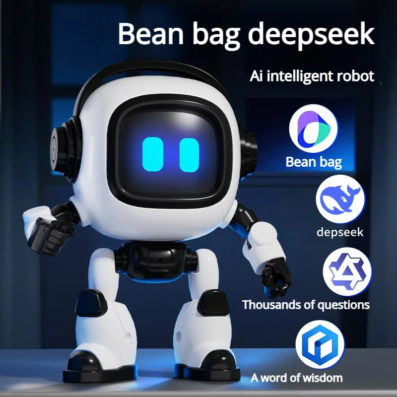 AI Interactive Desk Robot with Voice Recognition Feature Talking Companion, Learning Games, Educational Toy for Kids - Daisan Mart