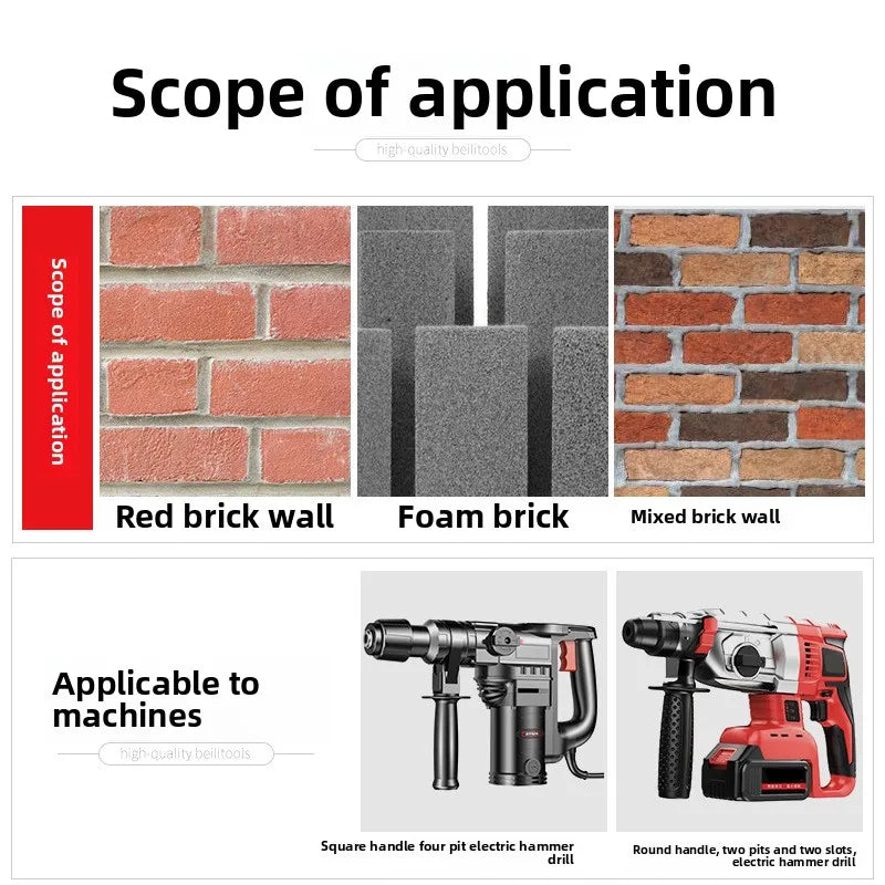 Wall hole opener drill bit impact drill set for drilling brick walls, air conditioning, concrete, and expanding water pipes.