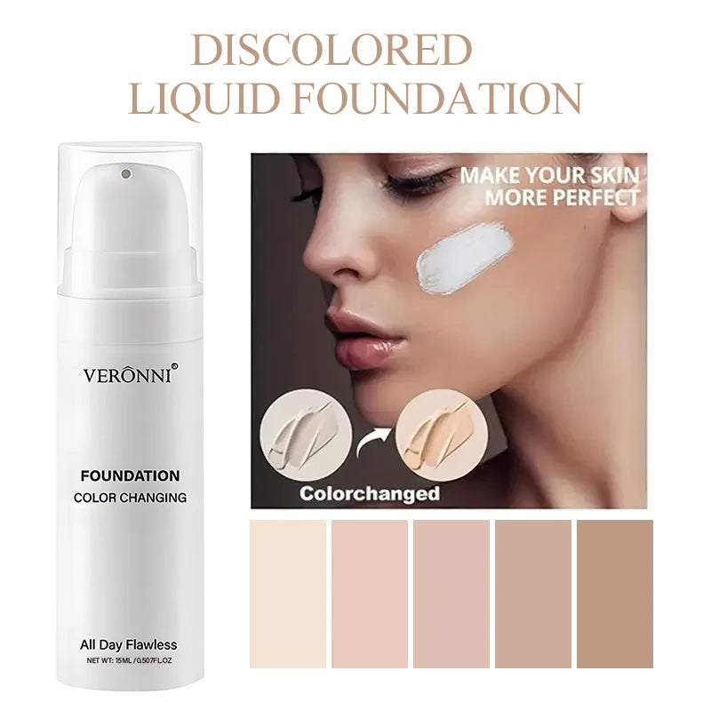 Color Changing Foundation BB Cream,Hydrating Oil Control Foundation with Color-Changing Effect,Lightweight Matte Finish Makeup