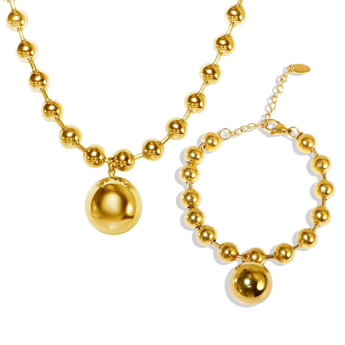 Punk Style Hollow Metal Bracelet Necklace Set