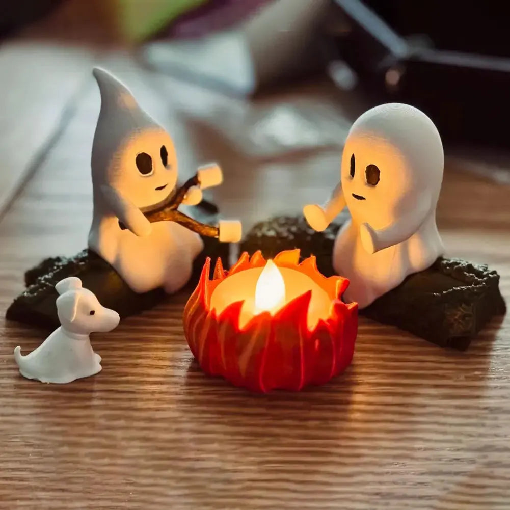3D LED Ghost Campfire Lamp Cute Halloween Decoration