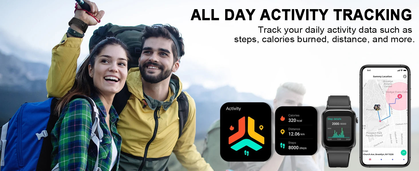 Đồng Hồ Thông Minh 1.85” Gọi, Chống Nước, Đa Thể Thao