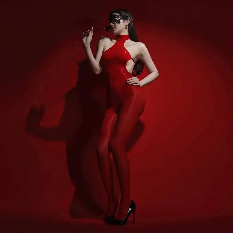 Sexy Backless Glossy Bodysuit 6D Horse Oil ZNZ1