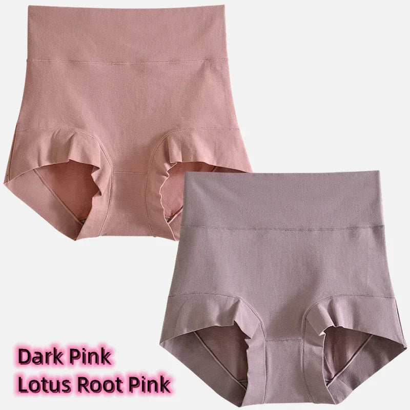 Women's cotton high-waisted, stretchy, belly-hugging panties, 2 pieces