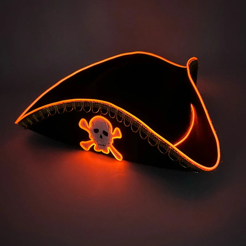 Halloween LED Light-Up Pirate Hat Skull Pattern