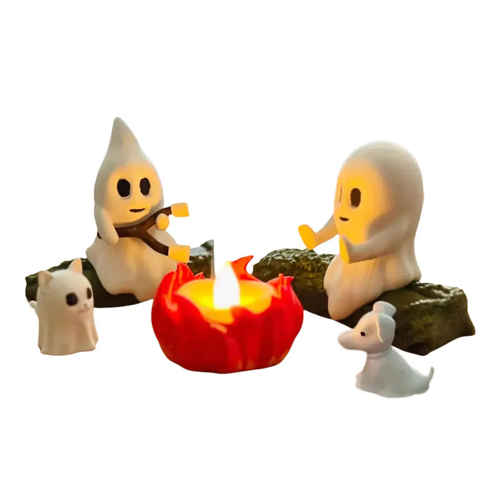 3D LED Ghost Campfire Lamp Cute Halloween Decoration