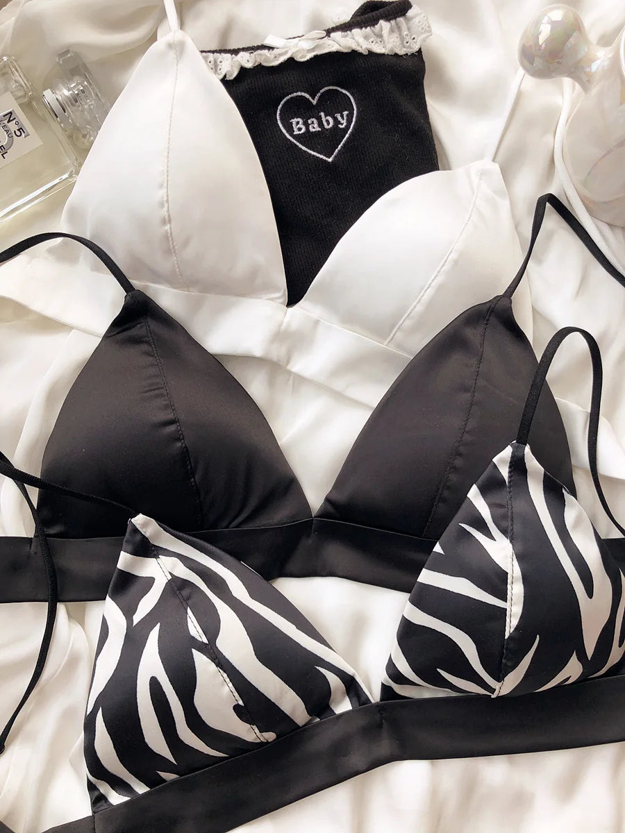 Summer Triangle Bra with Animal Print and Compact Push Up