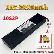 Pin sạc 36V-9000mAh cho xe điện, chữ màu vàng, đen. Kết nối JST + XT60.