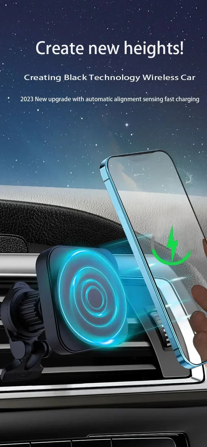Magnetic Car Wireless Charger Stand Phone Holder Air Vent Mount Clip Support In Car Fast Charging for iPhone 16-12 Pro Max Mini