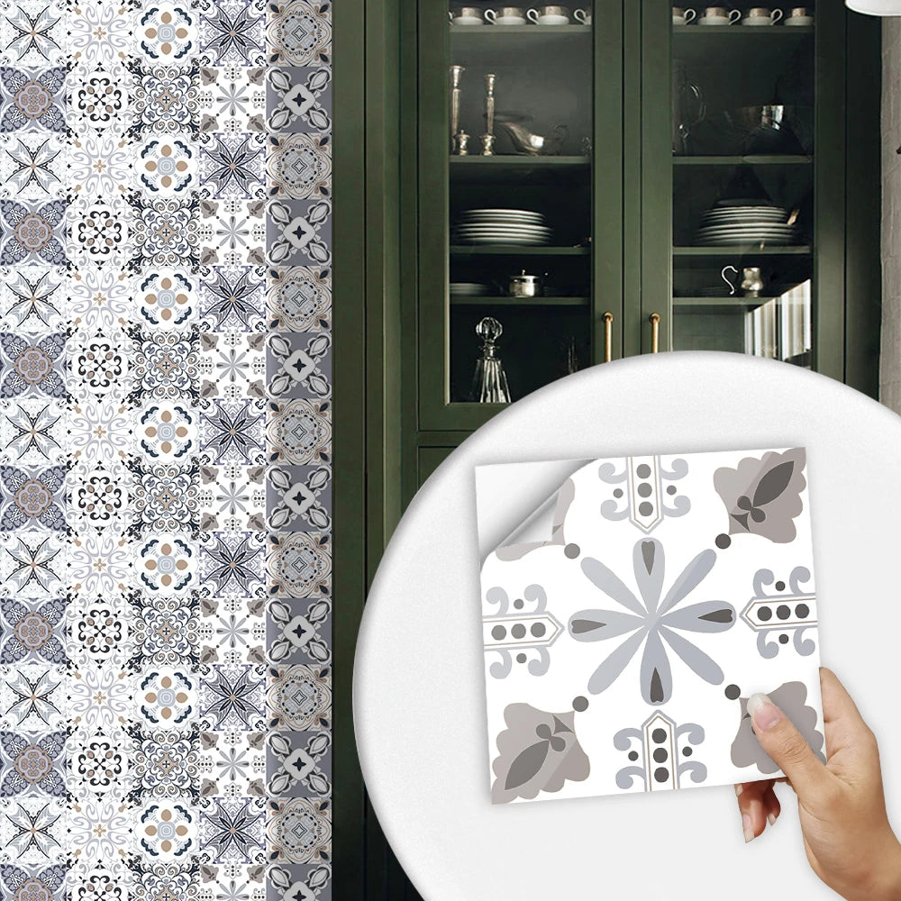 10 Pieces PVC Blue Gray Brick Wall Stickers