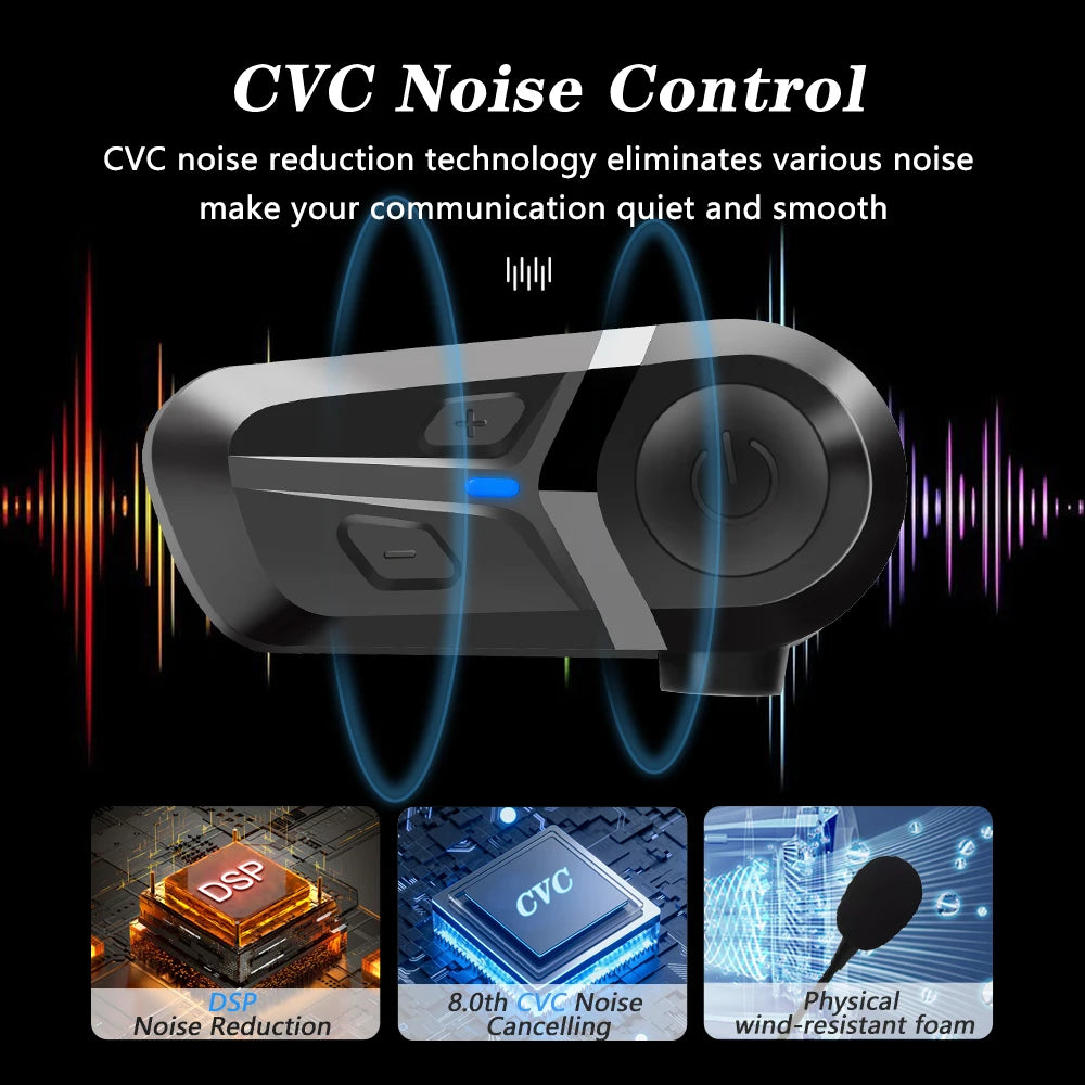 Wireless Bluetooth 5.3 Headset for Motorcycle Helmet