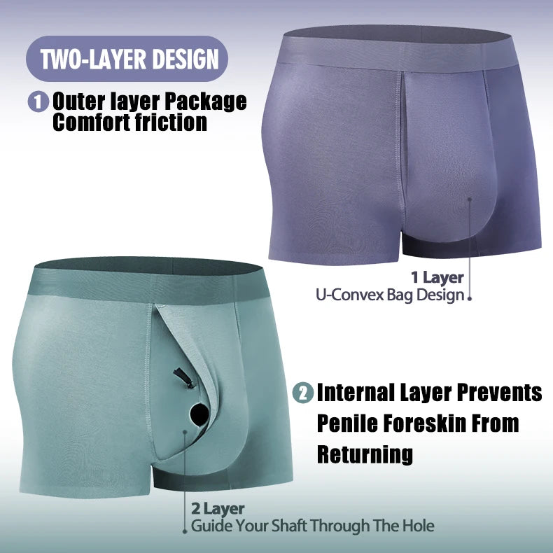 Men's Breathable Pouch Underwear Supports Phimosis Treatment
