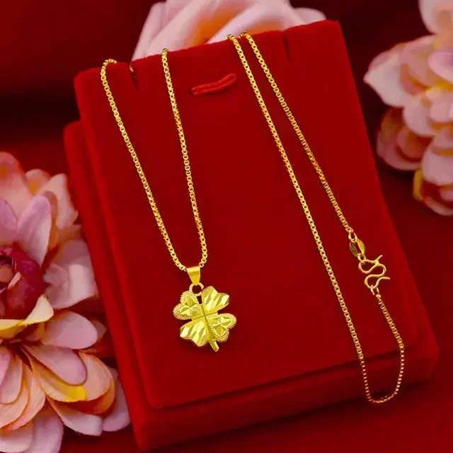 24K Real Gold Women's Necklace - Fashion Jewelry