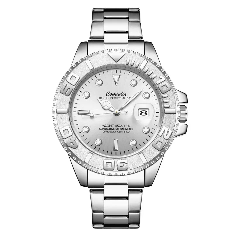 Men's automatic mechanical watch with exposed movement, water resistant, luminous