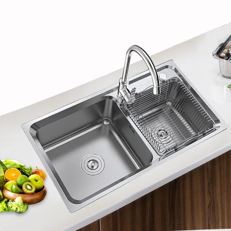 304 stainless steel double sink, kitchen vegetable basin thickened double sink stainless steel dish basin to wash vegetables - Daisan Mart