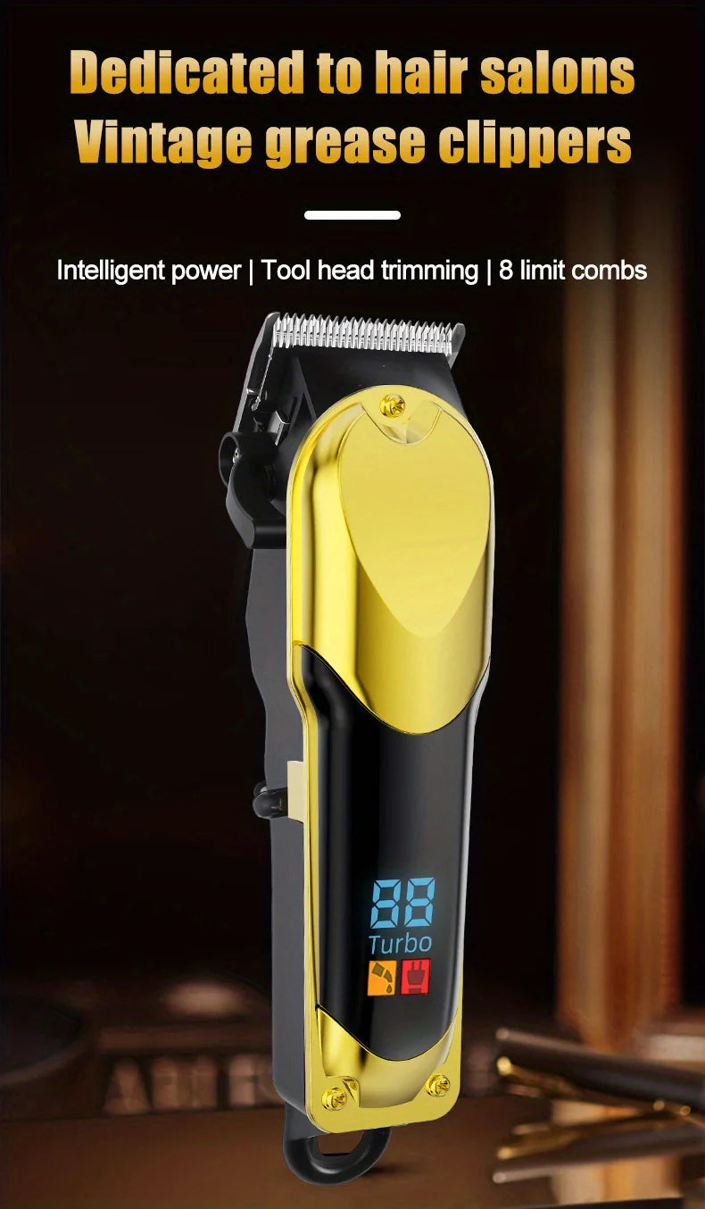 Bộ Tông Đơ Cắt Tóc Nam Chuyên Nghiệp LCD Sạc USB