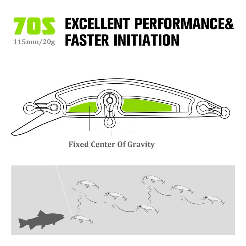 Mồi Câu TSURINOYA DW75 70mm 8.9g Cho Cá Chìm Nước Ngọt