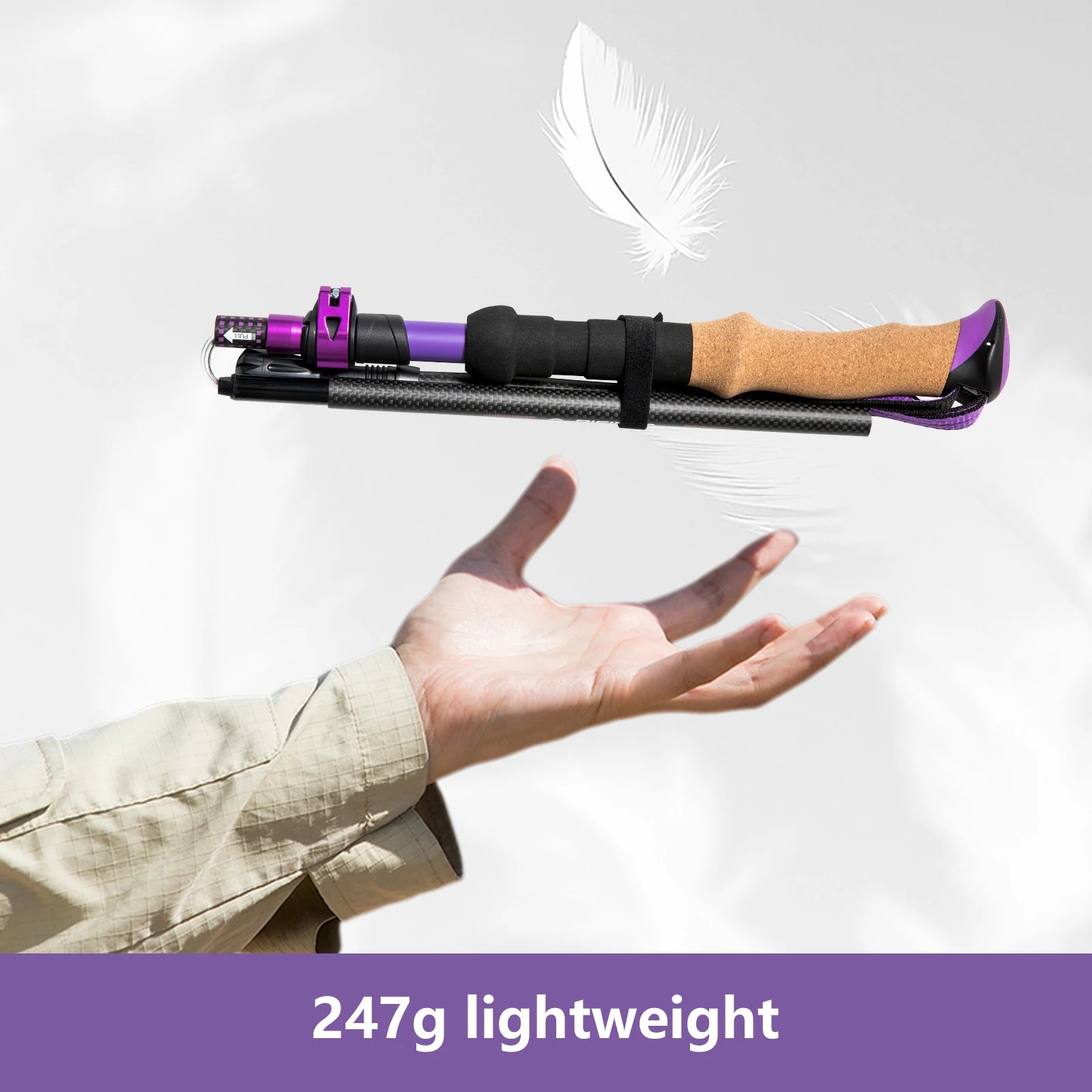 BISINNA Ultra Light 5-Section Folding Carbon Trekking Pole