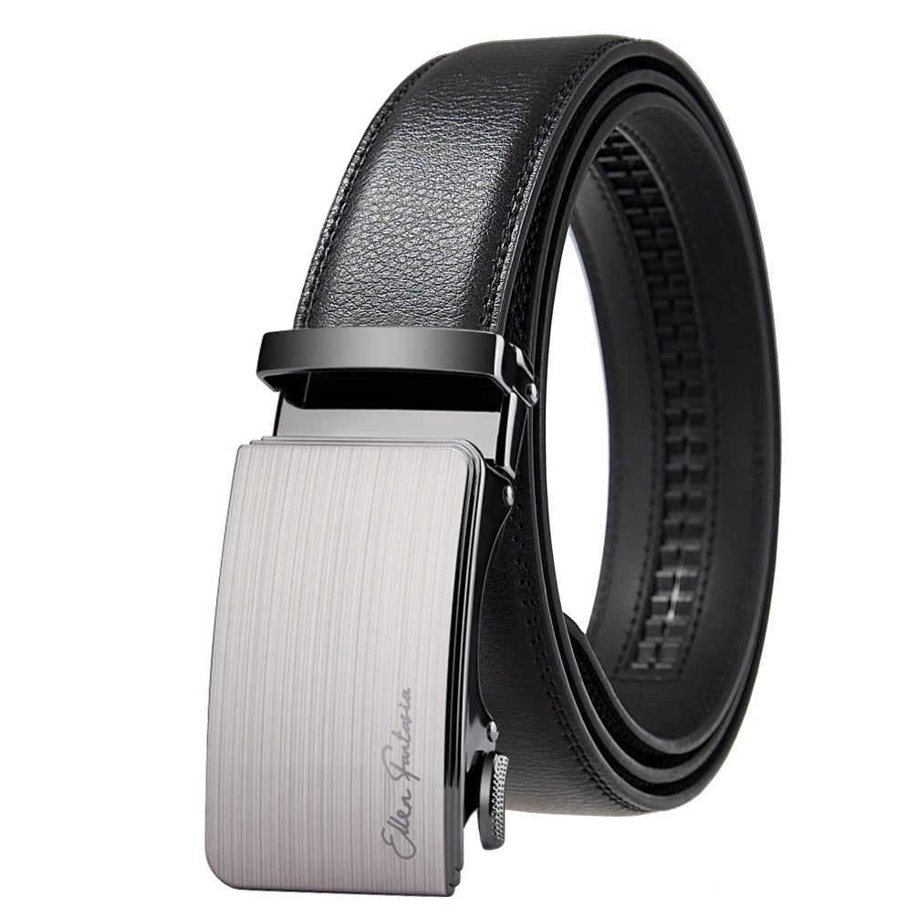 High Quality Genuine Leather Men's Belt with Alloy Automatic Buckle