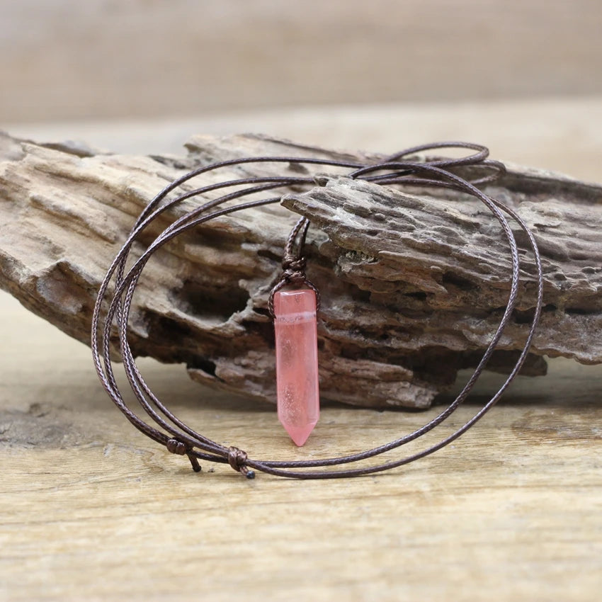 Hexagonal Natural Quartz Stone Necklace