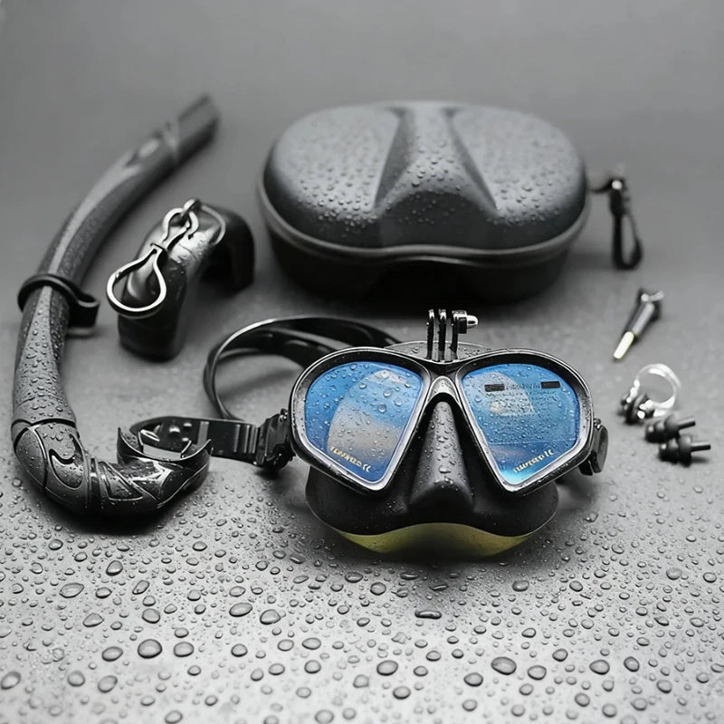 Professional Wet Low Volume Freediving Mask, Tempered Glass dive Mask, J-Type Diving Mask, Snorkel Set,buceo,수영,스노클링,마스크