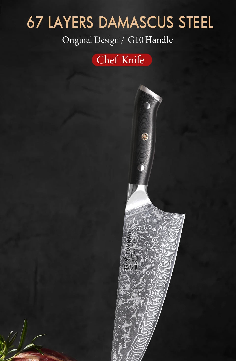 Dao Bếp Gyuto Chuyên Nghiệp - Thép Damascus 67 Lớp