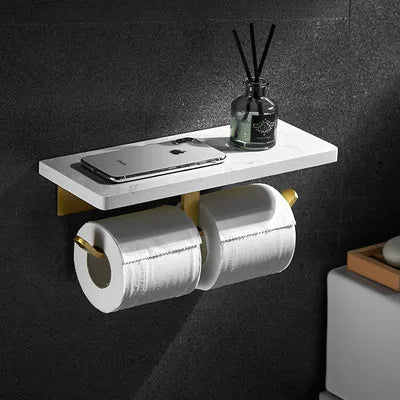 Bathroom Paper Holder Gold and White Marble Bathroom Paper Roll Holder Tissue Holder Box  Rack Toilet Paper Holder Tissue Boxes - Daisan Mart
