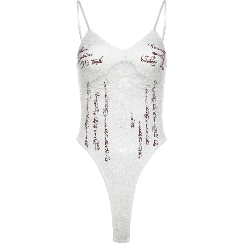 Nibber Patchwork Woman Bodysuit Sling Off Sleeves Skinny Backless Personality Chick Versatile Atmosphere Fashionable Outfits