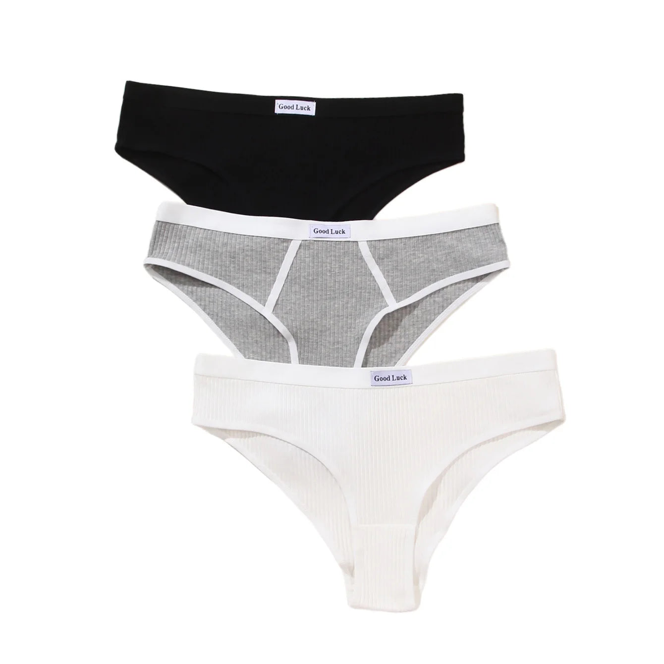 3 pairs of mixed black and white grey base all comfy briefs briefs girls cotton large size underwear - Daisan Mart